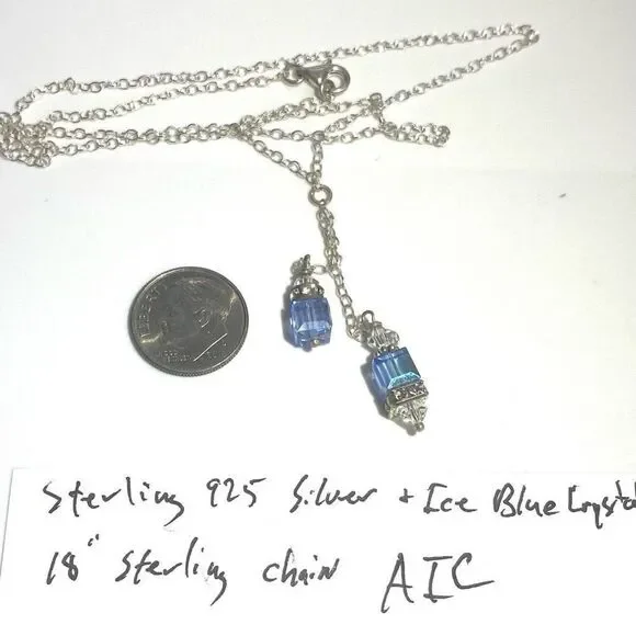 AIC# Sterling & Ice Blue Crystal Necklace